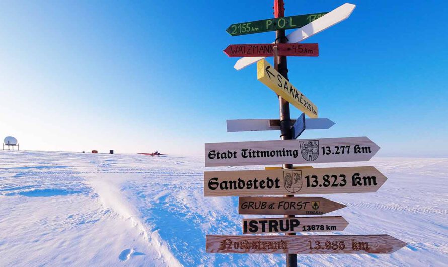Wegweiser aus der Antarktis: 13.277 km nach Tittmoning